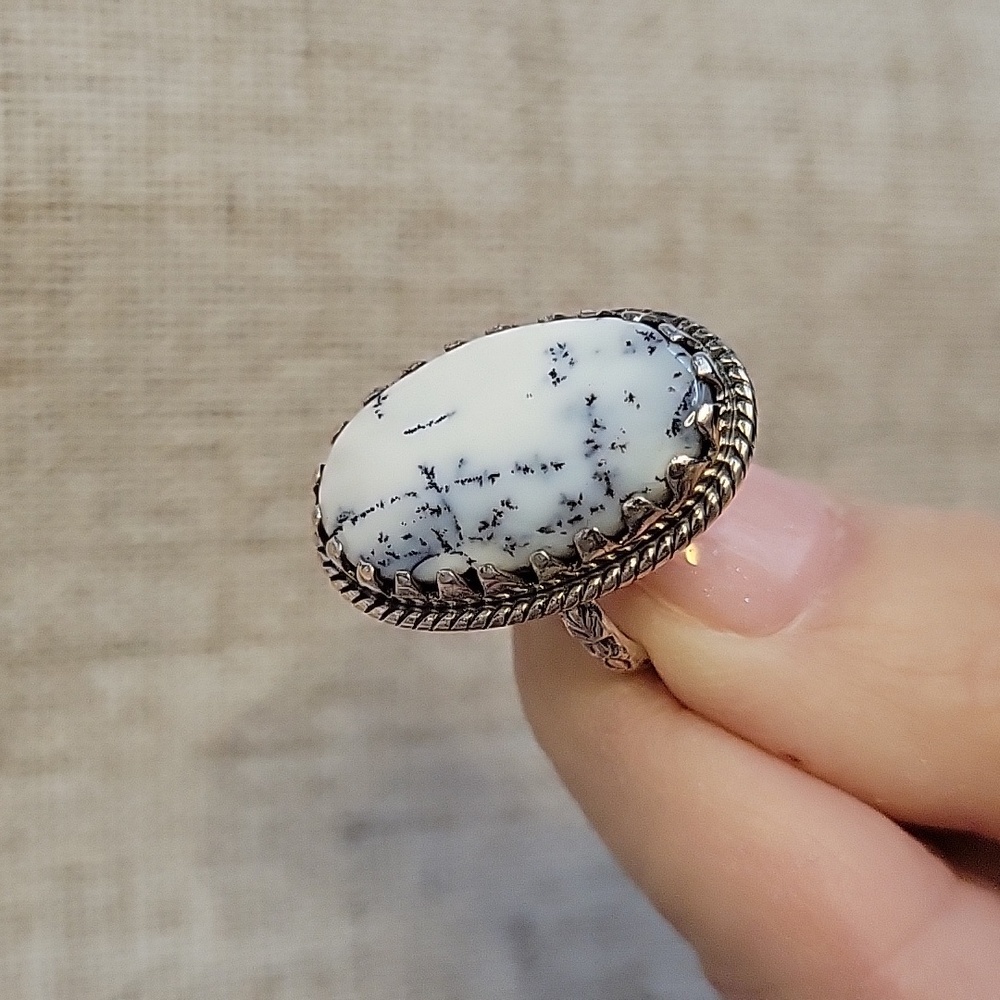 DENDRITIC OPAL STERLING SILVER RING